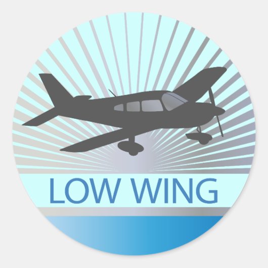 Laagvleugelvliegtuig Ronde Sticker (Voorkant)