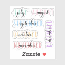 Laagvormige maandnaamkoppen 2e helft (juli tot dec sticker