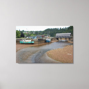 Laagwater in de Fundybaai bij St. Martins, New Canvas Afdruk