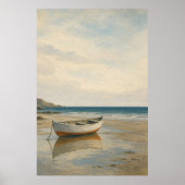 Laagwater Roeiboot Aquarel Kustkunst Poster (Voorkant)
