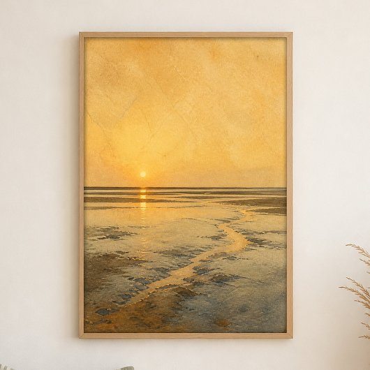 Laagwater Spiegel Waterverf Kustkunst Poster