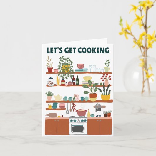 LAAI KOKEN Aardige Keuken Illustratie Op Maat Kaart (Gele Bloem)