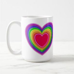 Laaide harten van 3 d in regenboogkleuren koffiemok