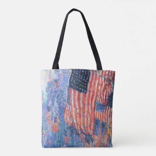 Laan in de regen van Frederick Childe Hassam Tote Bag (Achterkant)