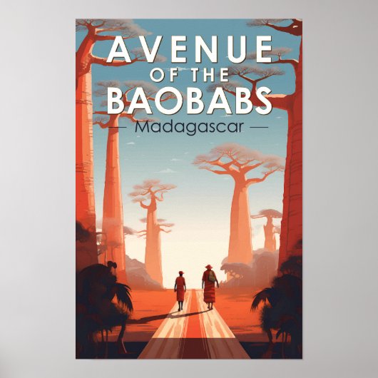 Laan van de Baobabs Madagaskar Kunst Vintage Poster (Voorkant)