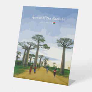 Laan van de Baobabs, Madagaskar - Landschap Reclamebord Met Voetstuk