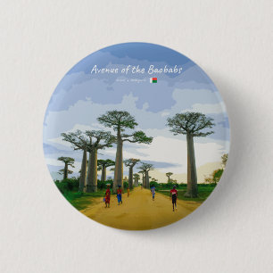 Laan van de Baobabs, Madagaskar - Landschap Ronde Button 5,7 Cm