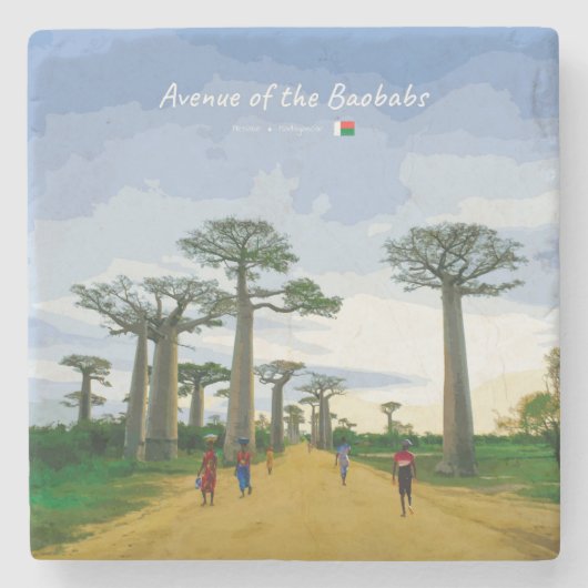 Laan van de Baobabs, Madagaskar - Landschap Stenen Onderzetter (Voorkant)
