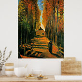 Laan van populieren bij zonsondergang poster (Keuken)