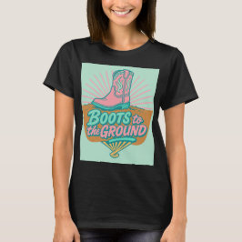 Laarzen aan de grond - Retro Cowgirl Vibes T-Shirt