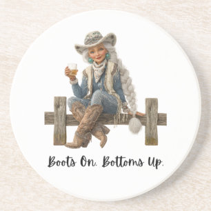 Laarzen Aan Ondersteboven Cowgirl Coaster Zandsteen Onderzetter