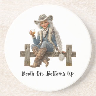 Laarzen Aan Ondersteboven Cowgirl Coaster Zandsteen Onderzetter