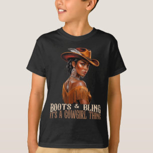 Laarzen & Bling Het is Cowgirl Afrikaanse vrouwen T-shirt