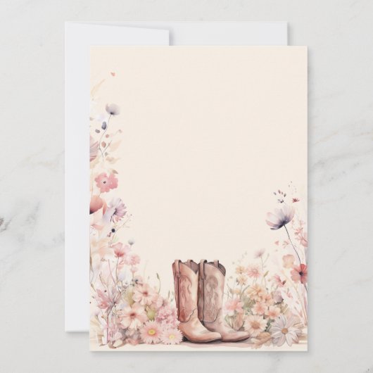 Laarzen & Bloemen Floral Cowgirl Vrijgezellenfeest Kaart (Achterkant)