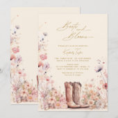 Laarzen & Bloemen Floral Cowgirl Vrijgezellenfeest Kaart (Voorkant / Achterkant)