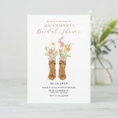  laarzen bloemenboeket vrijgezellenfeest kaart (Staand voorkant)