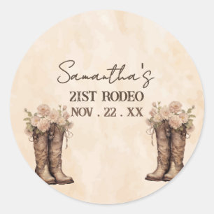 Laarzen & Blush Rustieke Westerse Cowgirl 21e Verj Ronde Sticker