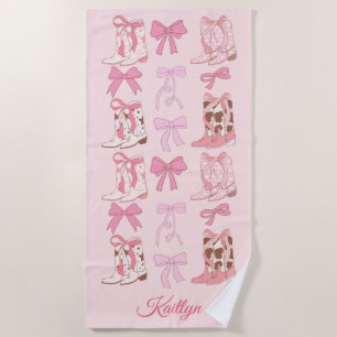 Laarzen & Bogen Girly Westerne gepersonaliseerde h Strandlaken