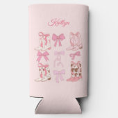 Laarzen & Bogen Roze Cowgirl Coquette Bachelorette Seltzer Blikjeskoeler (Achterkant)