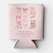 Laarzen & Bogen Roze Cowgirl Meisje Bachelorette Blikjeskoeler (Voorkant)