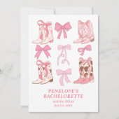 Laarzen & Bogen Roze Girly Bachelorette Party Kaart (Voorkant)