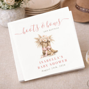 Laarzen, boogjes en flessen Bloemige western baby Servet