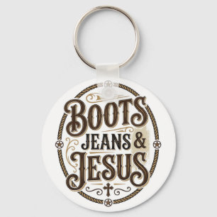 Laarzen Broeken & Jezus Vintage Western Geloof Sleutelhanger