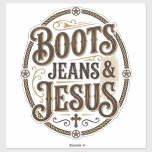 Laarzen Broeken & Jezus Vintage Western Geloof Sticker