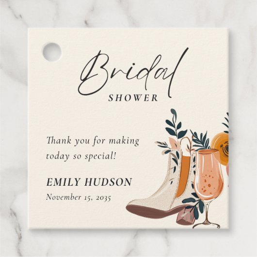 Laarzen & Bruis Western Bruiloftsborrel Bedankjes Labels (Voorkant)