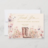 Laarzen & Bruisend Bloemenkowgirl Bruiloftsfeest Bedankkaart (Voorkant)