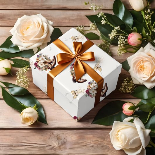 Laarzen & Bruisend Boho western Bruidsmeisjesfeest Inpakpapier Vel