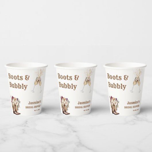 Laarzen & Bruisend Boho Westerse Bruidsfeest Party Papieren Bekers (Multi)