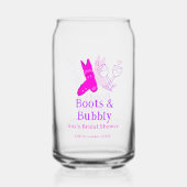 Laarzen & bruisend champagnefles bruidsdouche roze blikvorm glas (Achterkant)