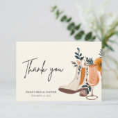 Laarzen & Bruisend Westers Bruiloftsfeest Bedankkaart (Staand voorkant)