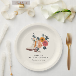 Laarzen & Bruisend Westers Bruiloftsfeestje Papieren Bordje