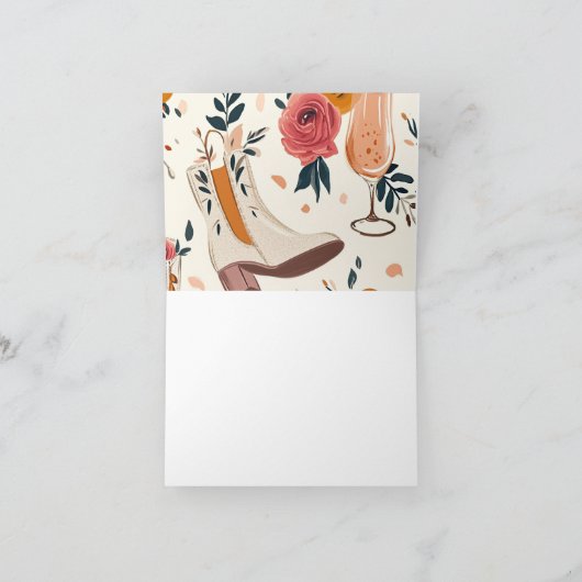 Laarzen & Bruisend Westerse Bruiloft Bedankkaart (Binnen)