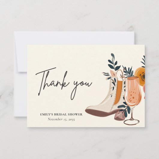 Laarzen & Bruisend Westerse Bruiloftfeest Bedankkaart (Voorkant)