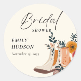 Laarzen & Bruisend Westerse Bruiloftfeest Ronde Sticker