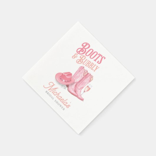 Laarzen & Bruisend Westerse Cowgirl Roze Bruilofts Servet (Hoek)