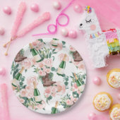 Laarzen & Bruisende Bloemige Champagne Bruidsontbi Papieren Bordje (Feest)