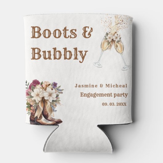 Laarzen & Bruisende Boho Westerse verlovingsfeest Blikjeskoeler (Achterkant)