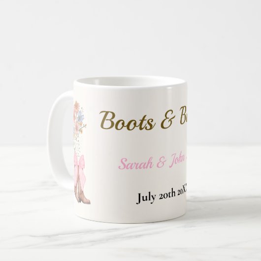 Laarzen & Bruisende Bruiloftsdouche Koffiemok (Voorkant links)