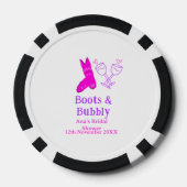 Laarzen & bruisende champagnefles bruidsdouche roz poker chips (Achterkant)