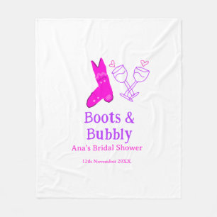 Laarzen & bruisende champagnefles bruidsfeest roze fleece deken