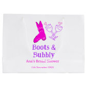 Laarzen & bruisende champagnefles bruidsfeest roze groot cadeauzakje (Achterkant)