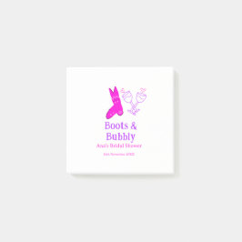 Laarzen & bruisende champagnefles bruidsfeest roze post-it® notes