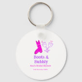 Laarzen & bruisende champagnefles bruidsfeest roze sleutelhanger (Achterkant)