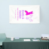 Laarzen & bruisende champagnefles bruidsfeest roze spandoek (Beurs)