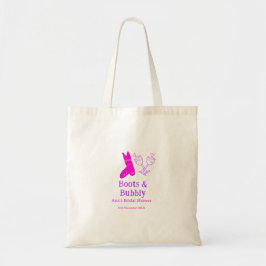 Laarzen & bruisende champagnefles bruidsfeestje ro tote bag