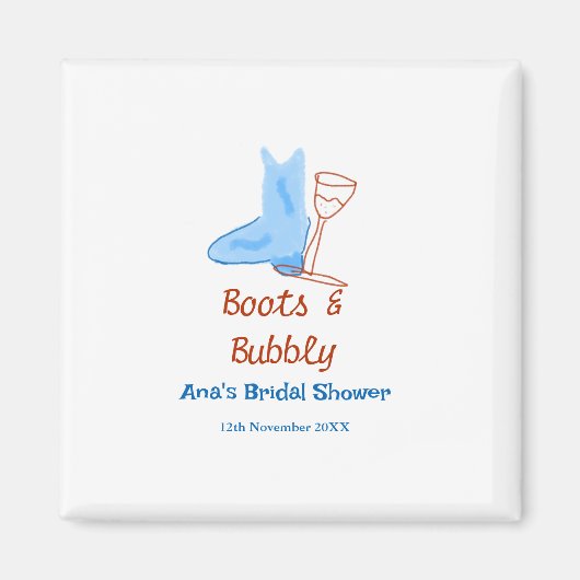 Laarzen & bruisende champagnefles bruiloft blue magneet (Voorkant)